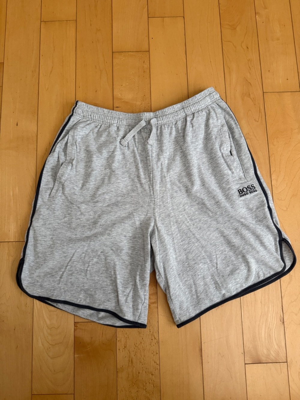 Men’s Boss Gray Athletic Shorts with Black Piping